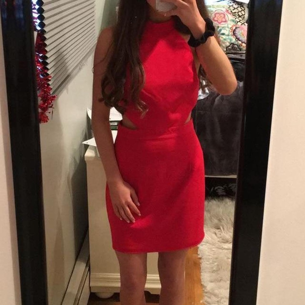 Red Cut Out Mini Dress